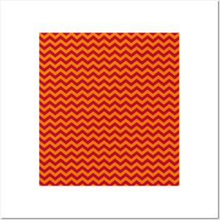 Red and Orange Chevron Zigzag Pattern Posters and Art